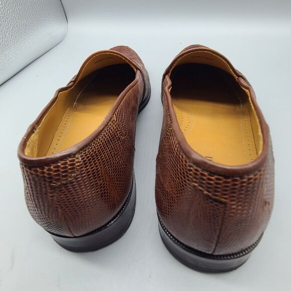 Magnanni  Raul men shoe genuine lizard skin penny loafer Spain cognac Sz 9 main image 7